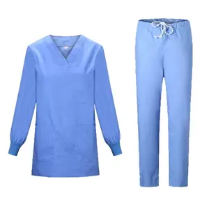 Breathable Long Short Sleeves Pure Cotton Unisex Medical Scrubs Hospital Use Needle Detection Doctor Medical Scrubs Uniform Set