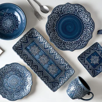 Baroque Dishes,Nordic Style Ceramic Set,Household Ceramic Relief ...