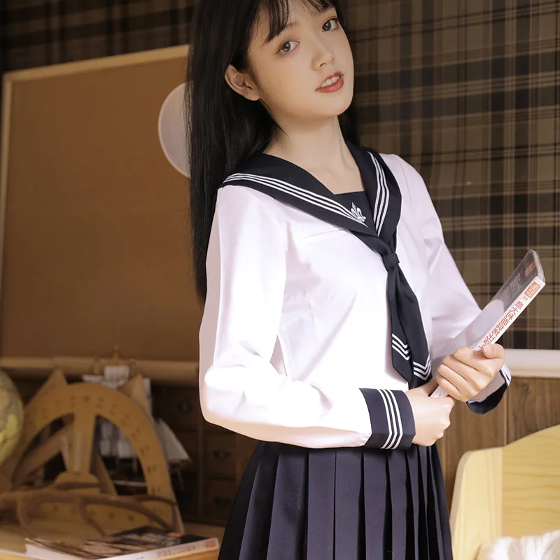 Japanese School Girl Uniform Plus Size Jk Black Sailor Basic Cartoon ...