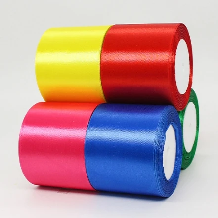High Quality 3 Inch Satin Ribbon Colorful Single Face Embroidered Fabric for Gift Wrapping and Clothing Available in Roll