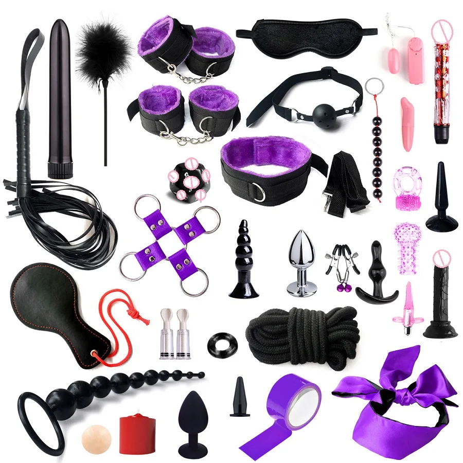 35pcs Adult Kit BDSM Tool Penis Ring Jewel Anal Plug Bullet Vibrator Sex Toys for Men Women Couple Bondage Gear