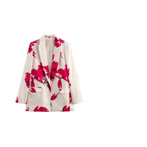 Customize Vintage Women's Office Wear Set Single Button Blazer Coat Long Sleeves Pants Velour Fabric Woven Fashionable  Suit