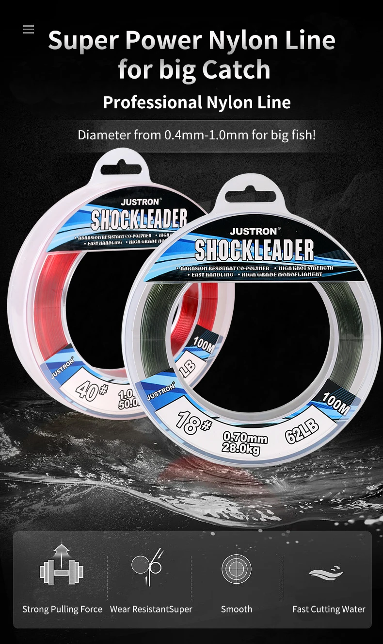 Big Game Fishing Line Monofilament Angling Lines 1kg Shock Leader 150lb