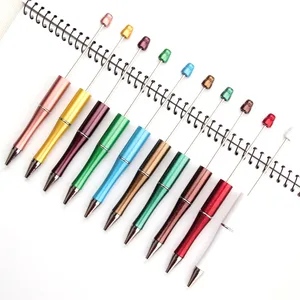 Novelty Jewelry Beads Decorated Ball Pens Stock Kawaii Water Drop Top Metal Blanks DIY Beaded Pen