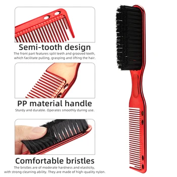 Custom Logo Men's Oil Head Texture Comb Barbershop Hair Broken Sweep Styling Double-sided Beard Brush