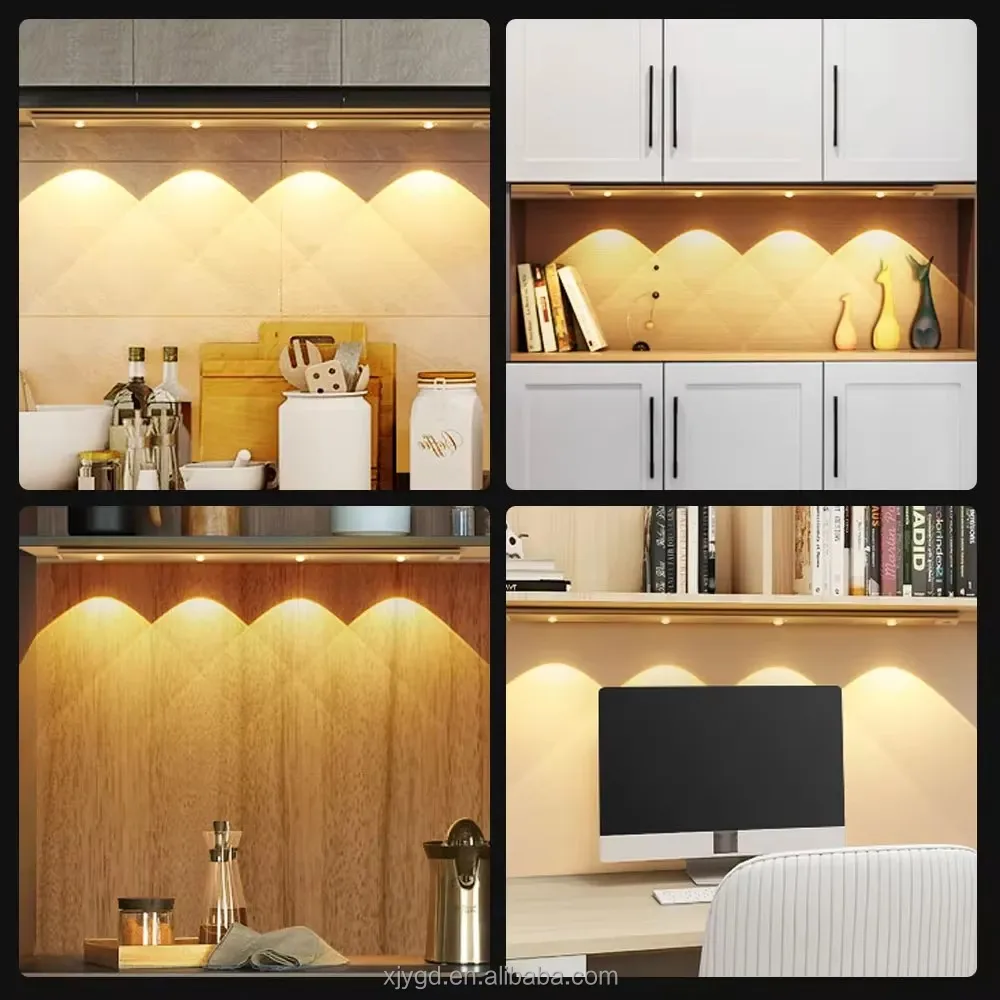 LED Night Light Kitchen Under Cabinet 20/30/40/50cm Rechargeable PIR Motion Sensor Closet Wardrobe Lamp Aluminum Night Light