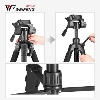 WF-520 Camera Tripod Lightweight Tripod for Camera with 3-way Pan Head Aluminum  Black detail image