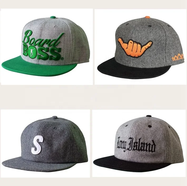 Green Visor Wool Snapback Cap 