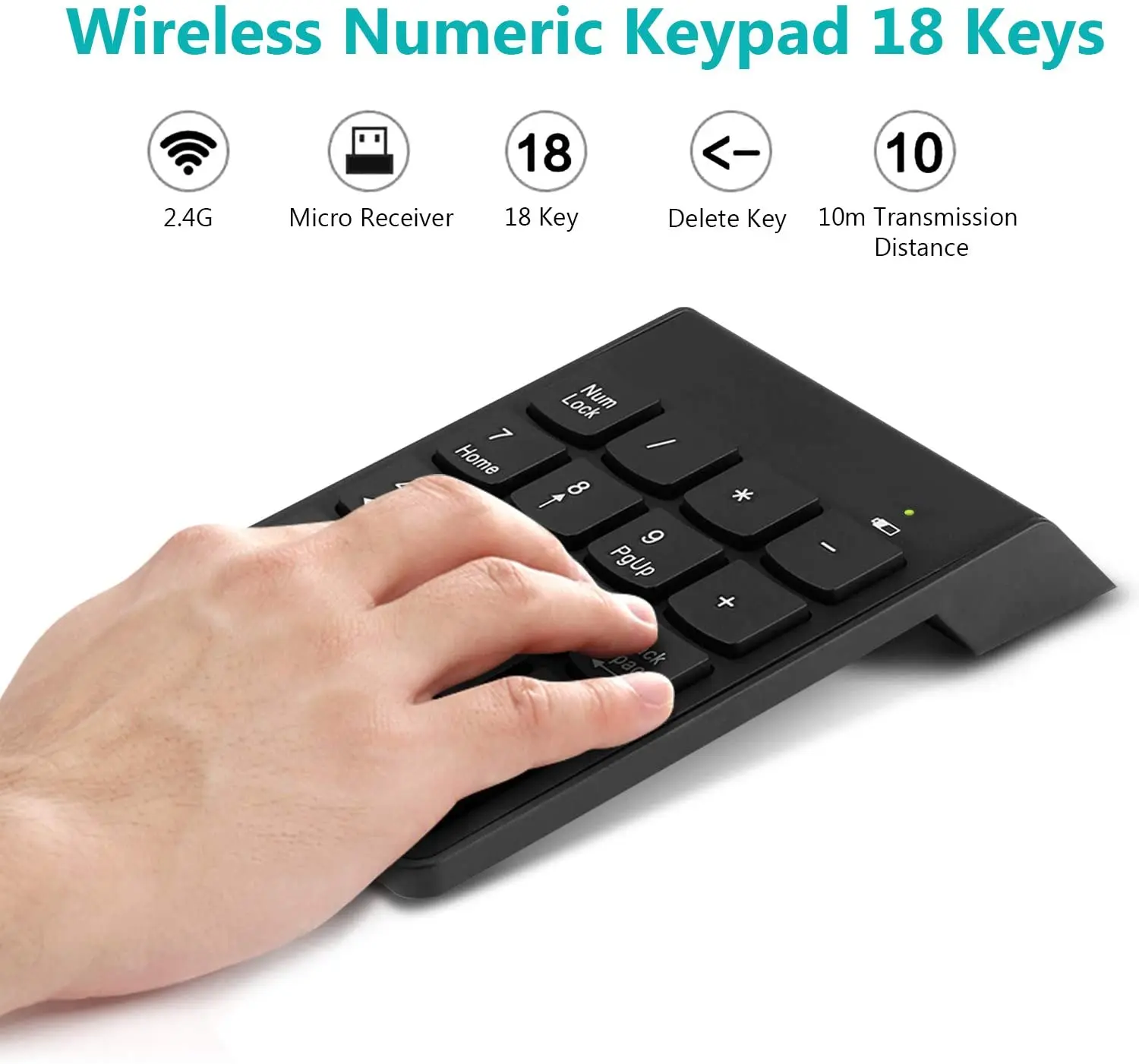 Numeric Keypad Wireless Usb Number Pad 2.4ghz 18 Key Mini Portable Data