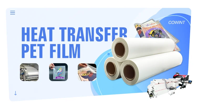 Cowint 24 Inch Gold Color DTF Film Roll High-Temperature PET Heat Transfer for Clothing Sample Tshirts