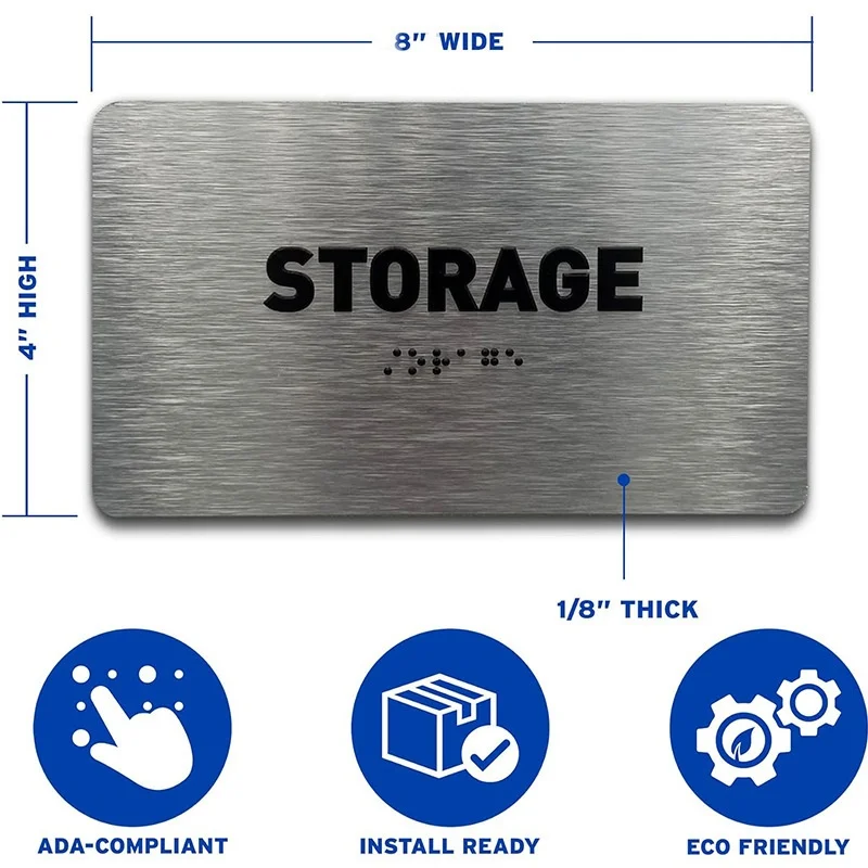 Modern Touch Braille Stainless Steel Metal Building Door Sign With House Number Plate for Hotel and Office Use Foreign Trade