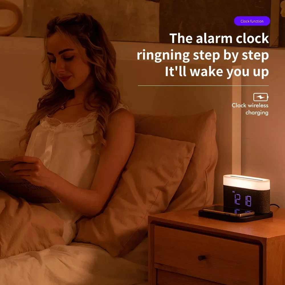 Alarm Clock 15w Fast Charging Wireless Charger Clamping Car Phone Holder Wireless Charger With Led Light