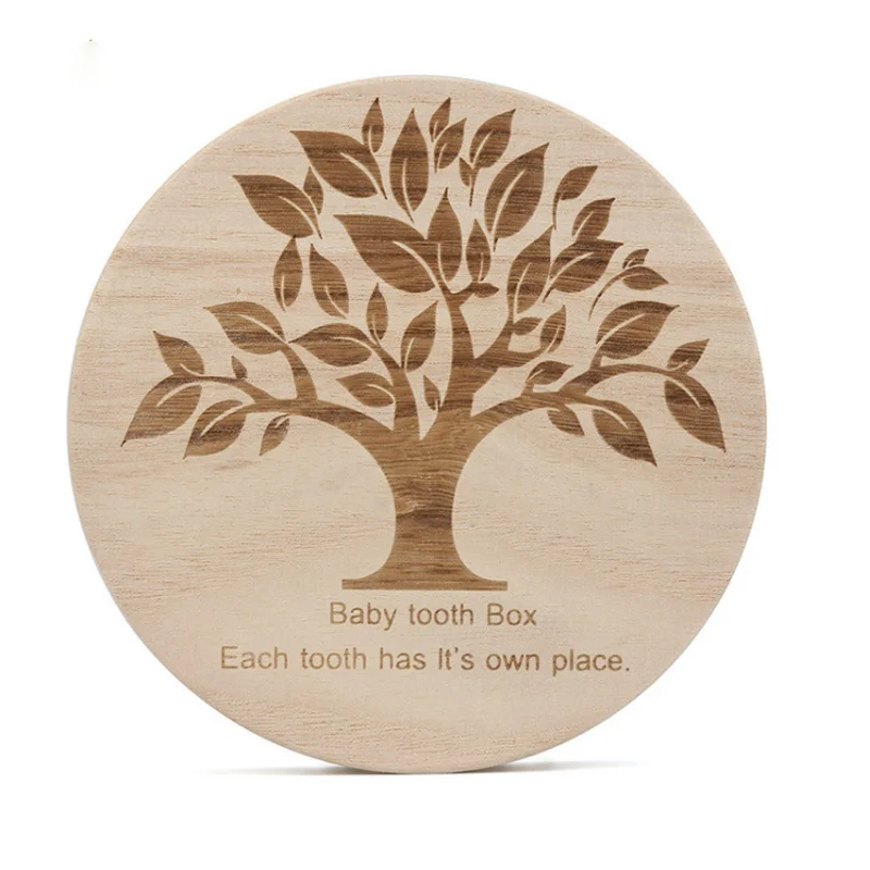 Круглая коробка для хранения зубов, деревянная сувенирная Подарочная коробка для детских зубов