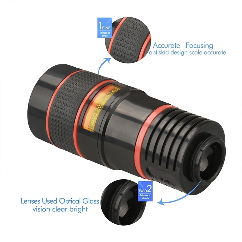 12x Zoom Optical Camera Telephoto Telescope Lens Holder for Mobile Phone  Long Focal Lens