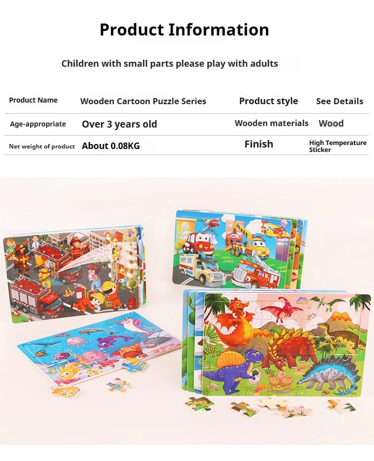 2025 30 Pieces Wooden Dinosaur Jigsaw Puzzle Board Montessori ...