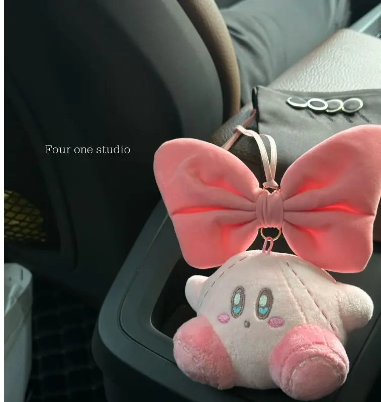 Cute Kawaii Pink Bow Kirby Plush Keychain Car Pendant Doll Game Kirby ...