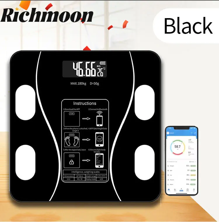 Okok App Weight Scale with Backlight Function 180kg Body Fat Scale Weighing Bluetooth USB Electronic Physician Health Diet Scale