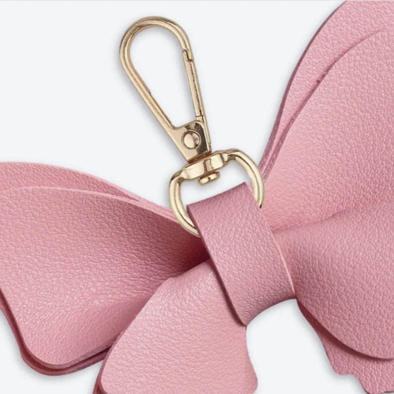 PU Leather Butterfly Shape Holder Creative Bag Charm Car Keychain Portable Case Key Organizer With Hook_voghion.com