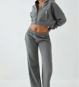 Hot Selling Two Pieces New Activewear Wholesale Long Sleeve Jacket and  Sweatpants Clothing Fitness Gym Sport Tracksuit