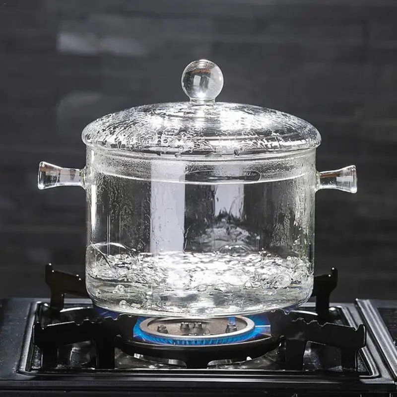 Food-Grade Heat Resistant Glass Cooking Pot Clear Glass Soup Pot with Lid  for Stovetop Microwave Oven - China Cooking Pot and Glass Cooking Pot price