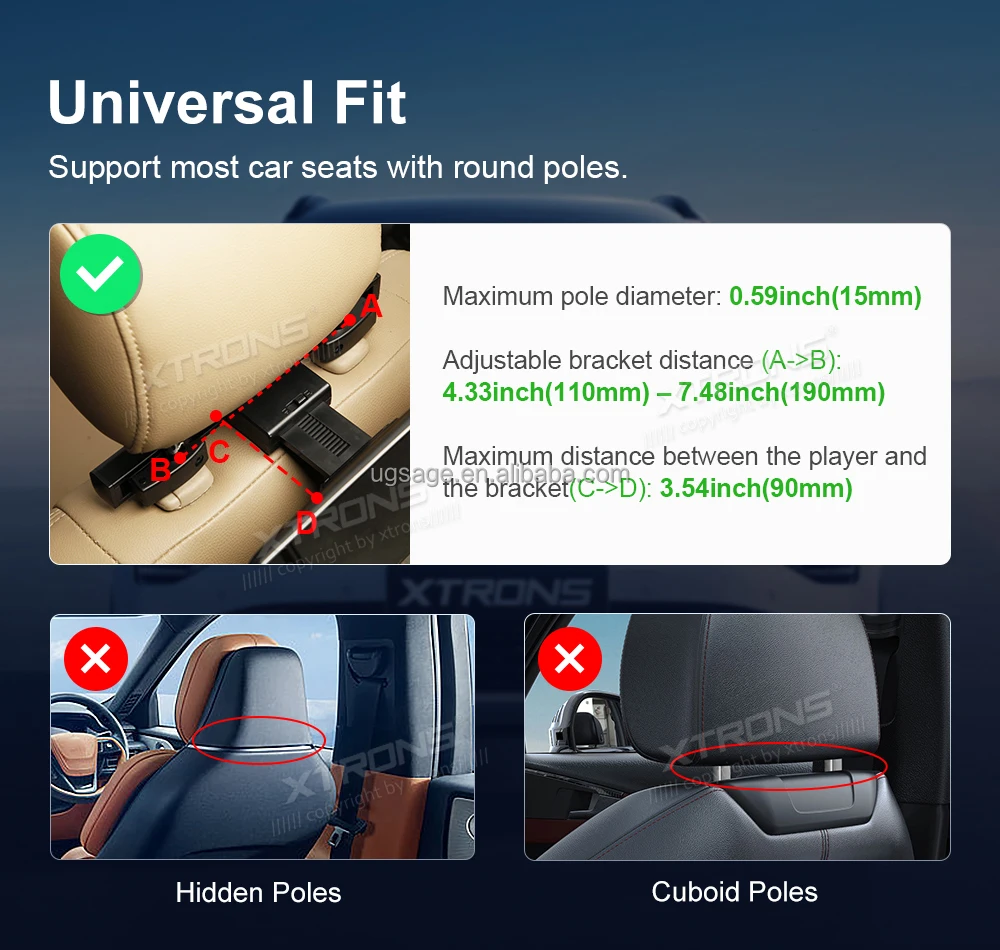 Xtrons 13.3" 1080p Video Hd Digital Tft Monitor Wide Screen Ultra-thin Car Roof Player Ips Screen Built-in Speakers - Car Monitors