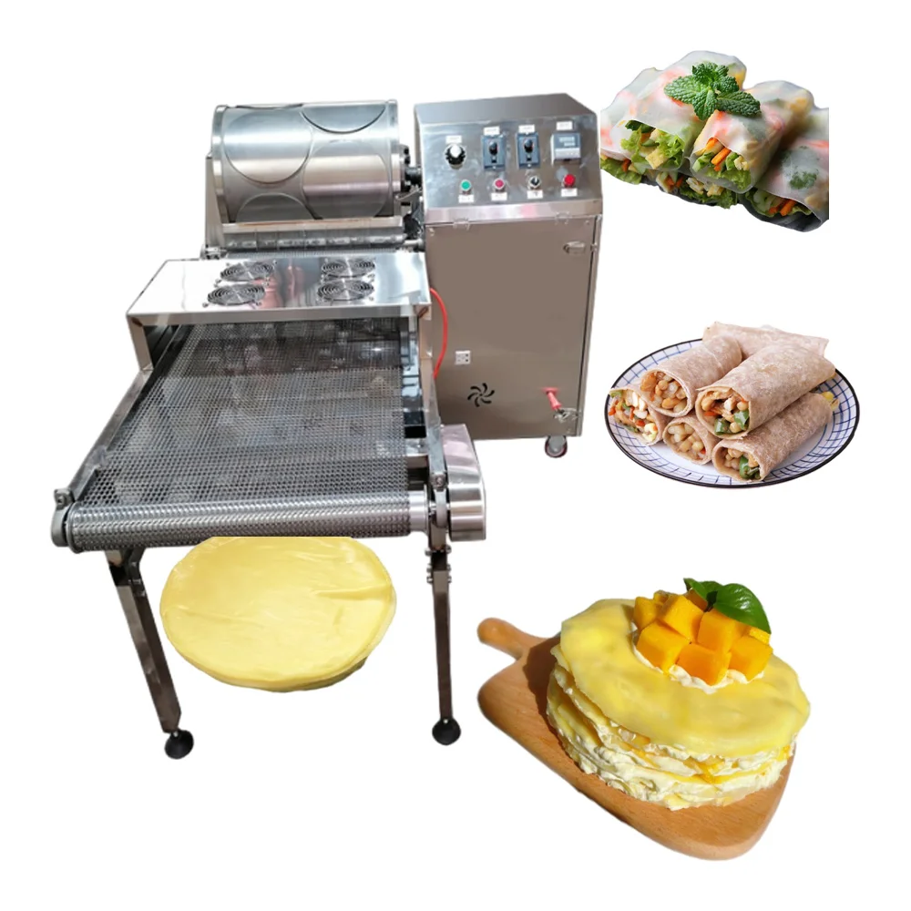 Automatic Injera Crepe Spring Roll Machine Idli Dosa Batter Paste Egg Roll Maker Machine Lumpia Wrapper Making Machine Price