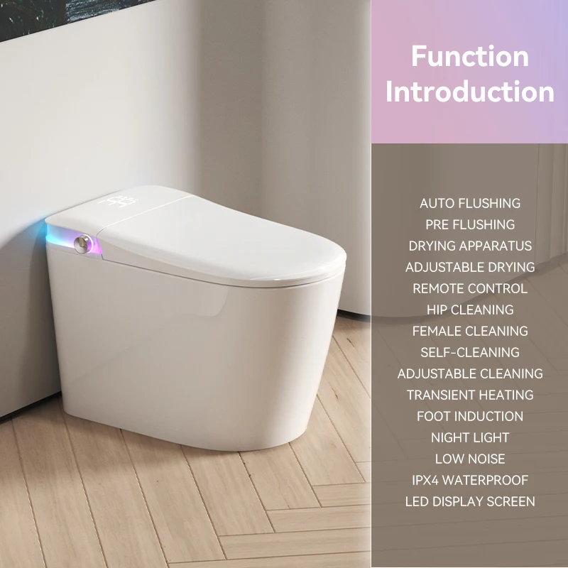 New design white clean dry seat heating ceramic bathroom sanitary ware automatic smart toilet intelligent details