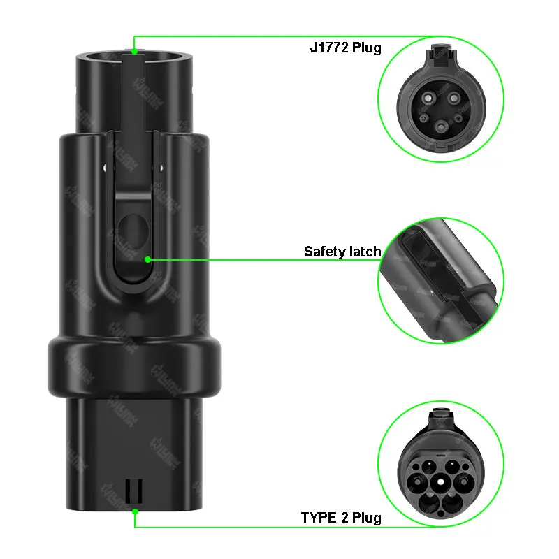 Dc Fast Charger Compatible Type 2 Charger  With Type1 Charging Socket Type2 to Type 1 J1772 Adapter  for Electric Cars