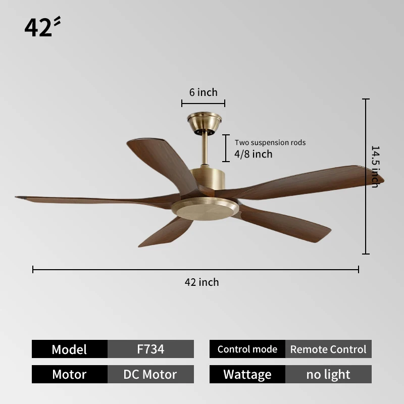 52in ceiling fan without light and remote no light reversible bldc motor abs blades for bedroom living room-13