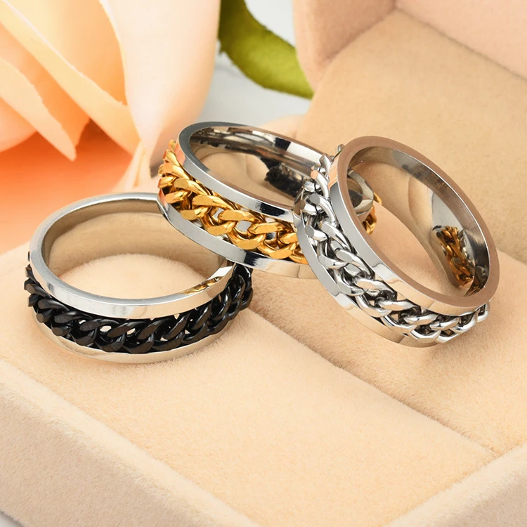 Cuban Link Chain Ring - Stainless Steel Finger Ring, Silver Band Style By Lobal Domination