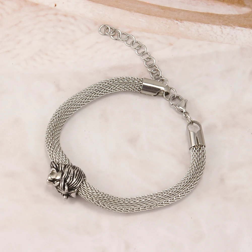 Fashion Jewelry Lion Head Lobster Clasp Snake Bone Bracelet 18K Steel  Plated Adjustable Stainless Steel Men Bangle