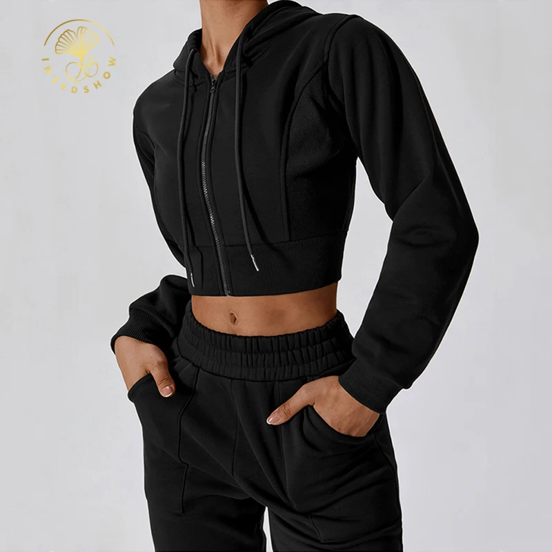 All-Over Print Women's Crop Top Hoodie With Zipper Closure