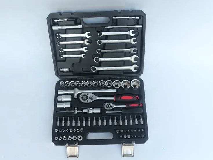 Tool Sets Professional Mechanic Chrome Vanadium Spanner 82pcs Socket Wrench Tool Kit