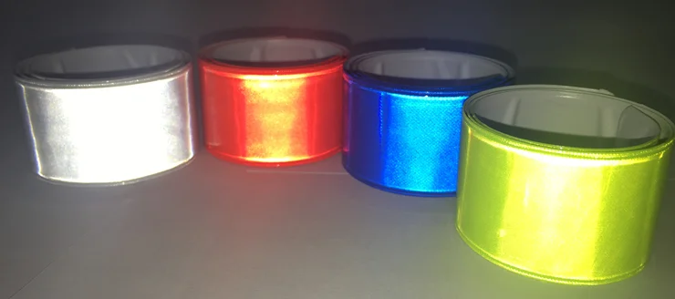 custom personalized high visible colorful snap wrap on reflex arm ankle bracelet reflective armband cycling safe band with logo