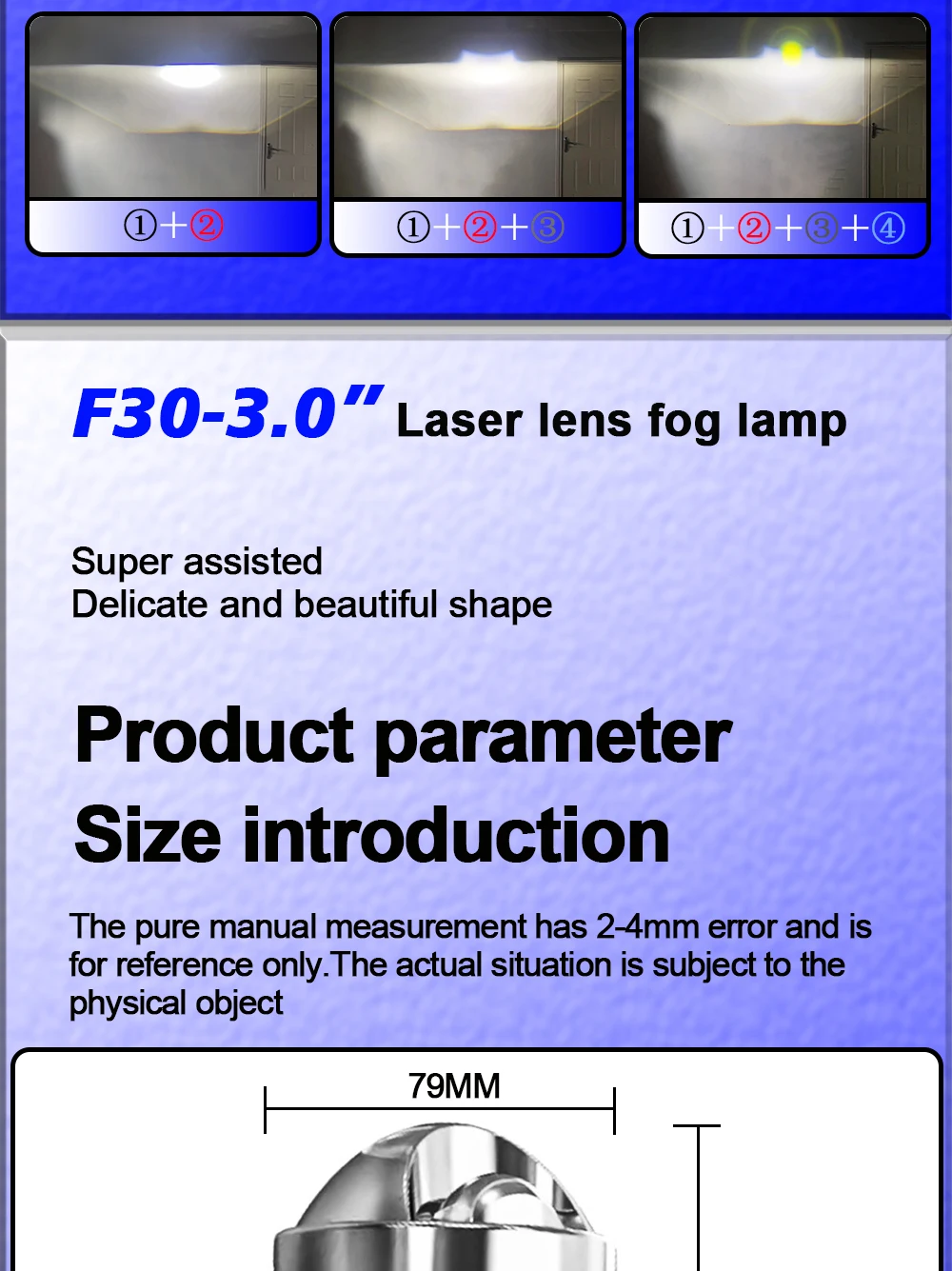 TECH-KING Universal 3inch 136W Bi LED projector lens fog lights Retrofit kit For Toyota For Nissan For Honda laser fog light