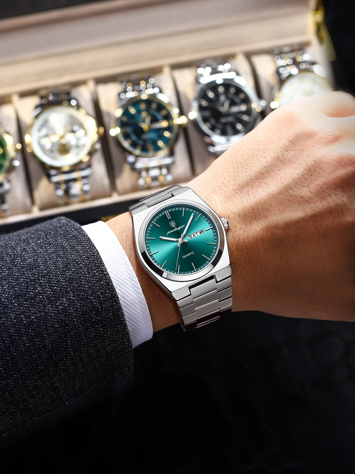 POEDAGAR 930 Hot Sell China Man Quartz Watch Excel Stainless Steel Band Waterproof Date aperçu 6