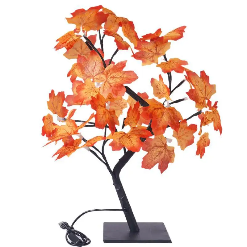 USB  Maple Leaf Tree Lighting Led Table Lamp Flower Night Lights Home Decor Luxury 24 LEDs