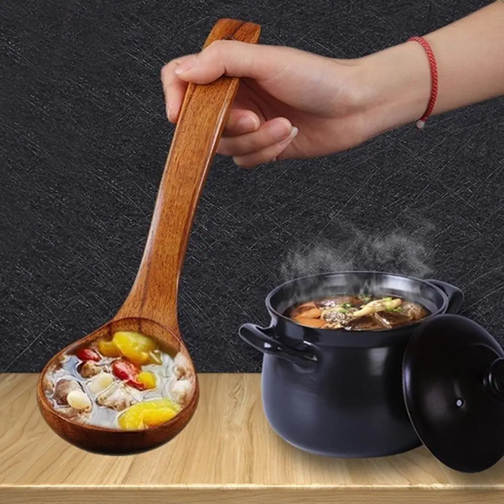 Mestolo Di Legno A Manico Lungo Per Cucina – Cucchiaio Per Riso, Zuppa, Minestra, 28cm E 30cm