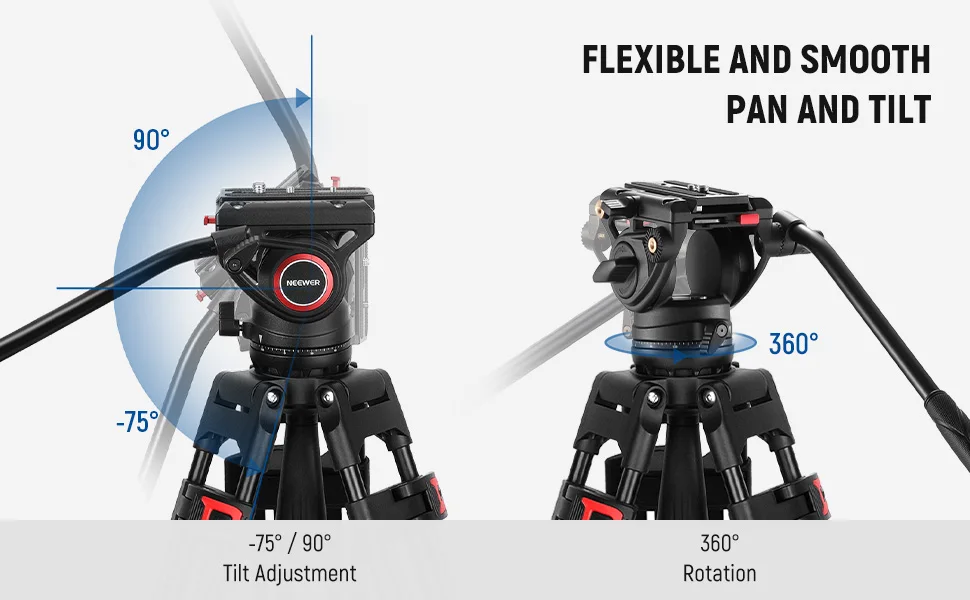 Neewer 74 Inch Pro Video Tripod With Fluid Head Qr Plate Durable Camera