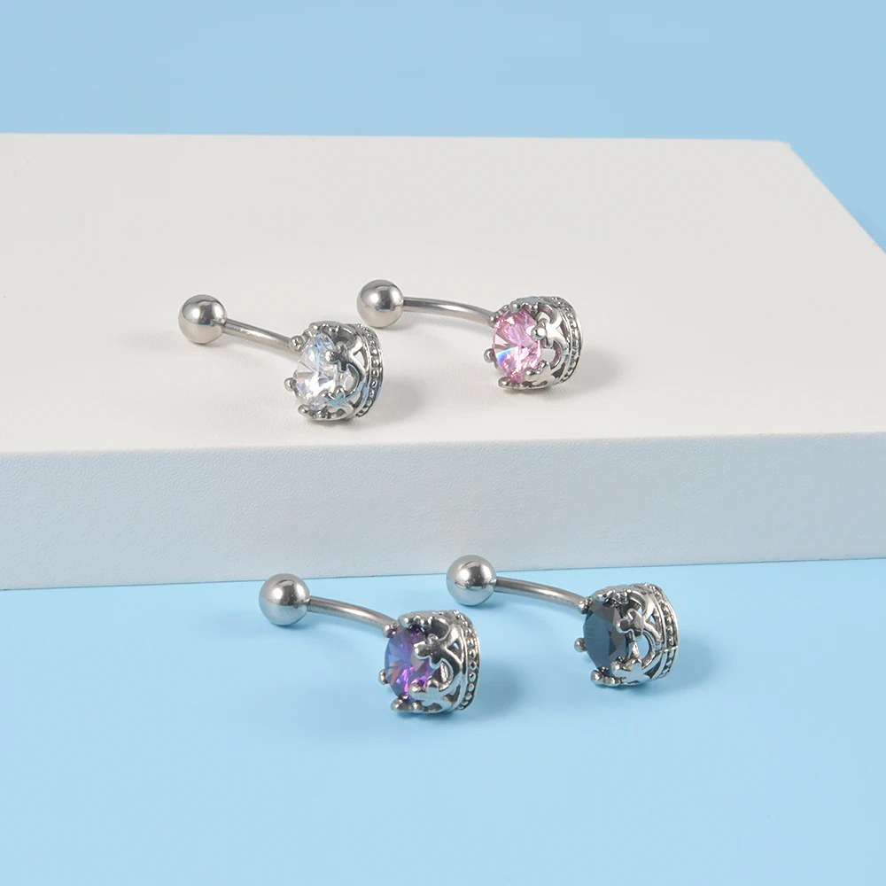 Surgical Steel Externally Threaded Navel Piercing Ring Round Claw