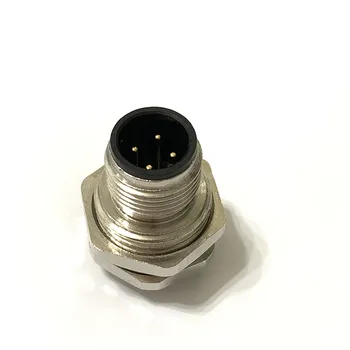 Sensor Connector A Code M12 4 Position Circular Connector Receptacle with Male Pins Solder Cup