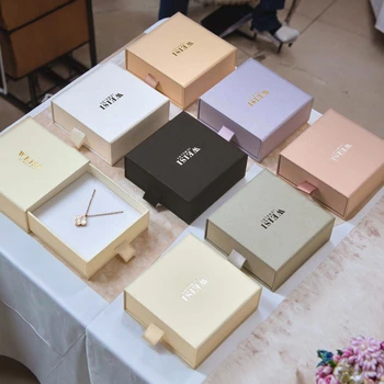 Creative Jewelry Gift Box Wedding Jewelry Drawer Box Custom Party Banquet Souvenir Necklace Earrings Ring Jewelry Box Printing