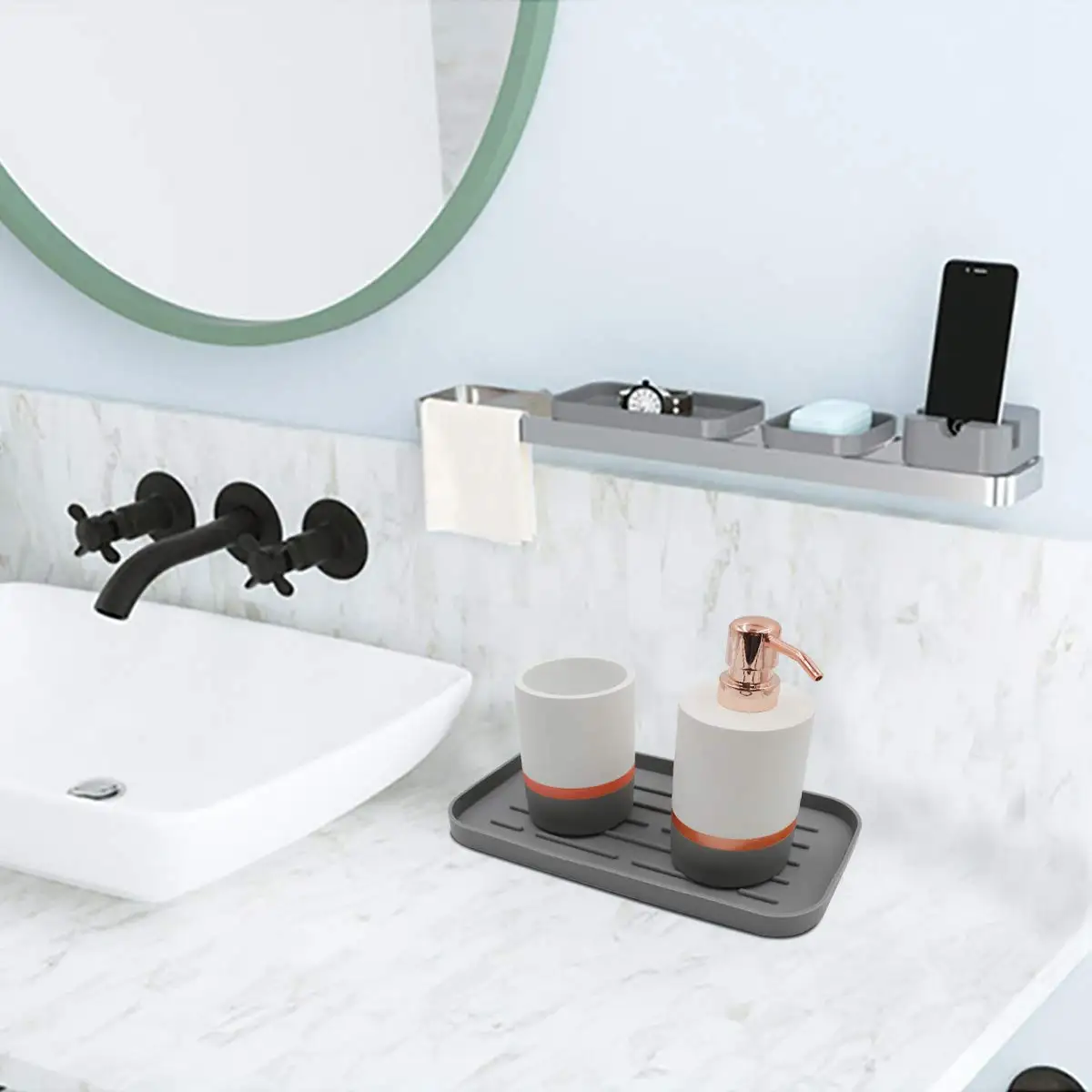 ZMD 3-Pack Silicone Soap Dish Set - Self Draining Soap Holder For Shower, Bathroom & Kitchen Sink - View #3