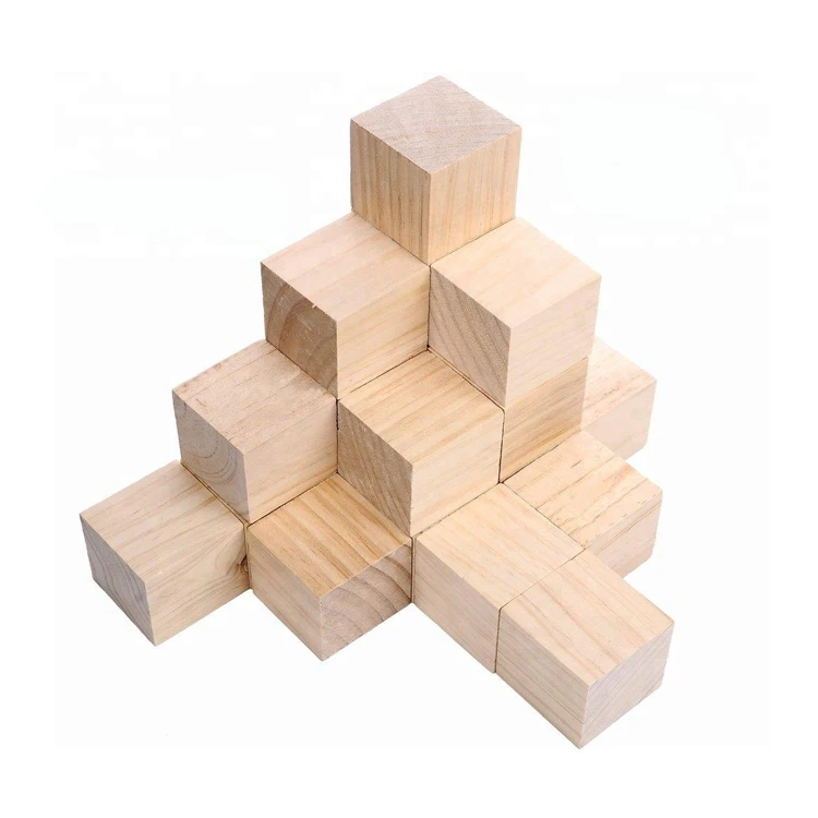 wooden mini kids cube building blocks set brick block toys