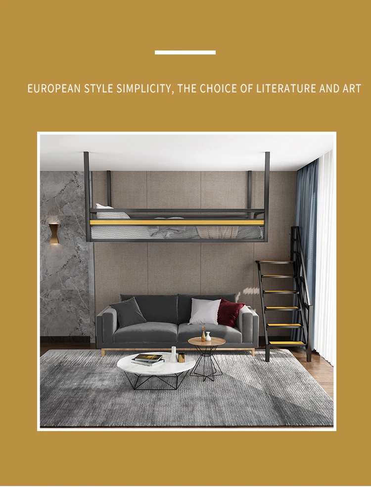 Heavy Duty Dormitory Apartment Loft Bunk Bed Bedroom Furniture Iron