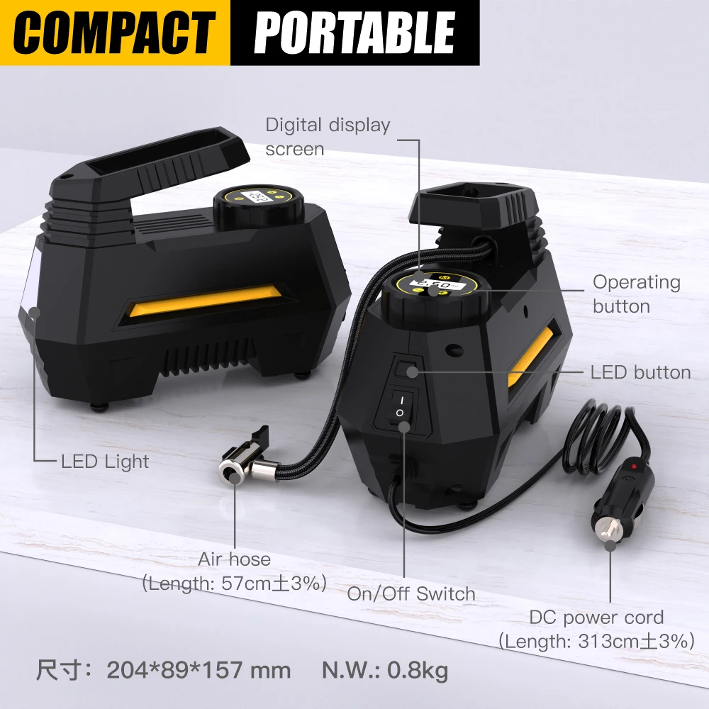 ワイヤレスエアポンプ 150psi ポータブル電動タイヤインフレーター 車