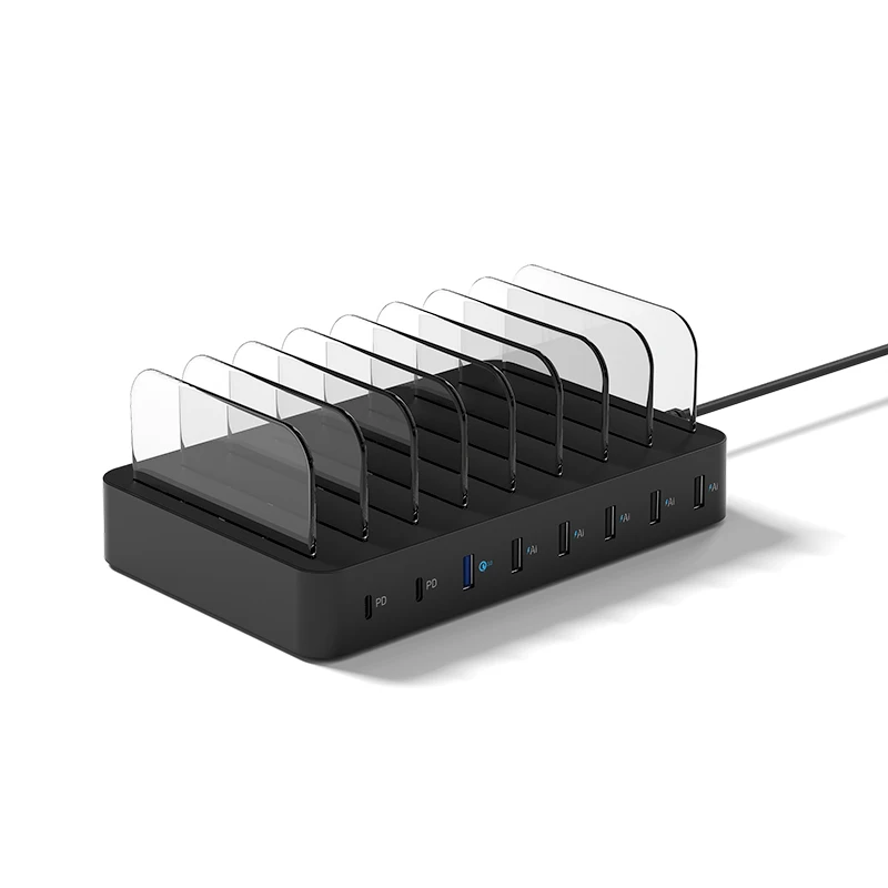 8 port 75w bamboo charging station dock desktop docking station