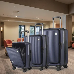 Unisex Trendy Trolley Luggage Design Front Open Carry-On Suitcase Set Laptop Pocket ABS PC Material With TSA Lock