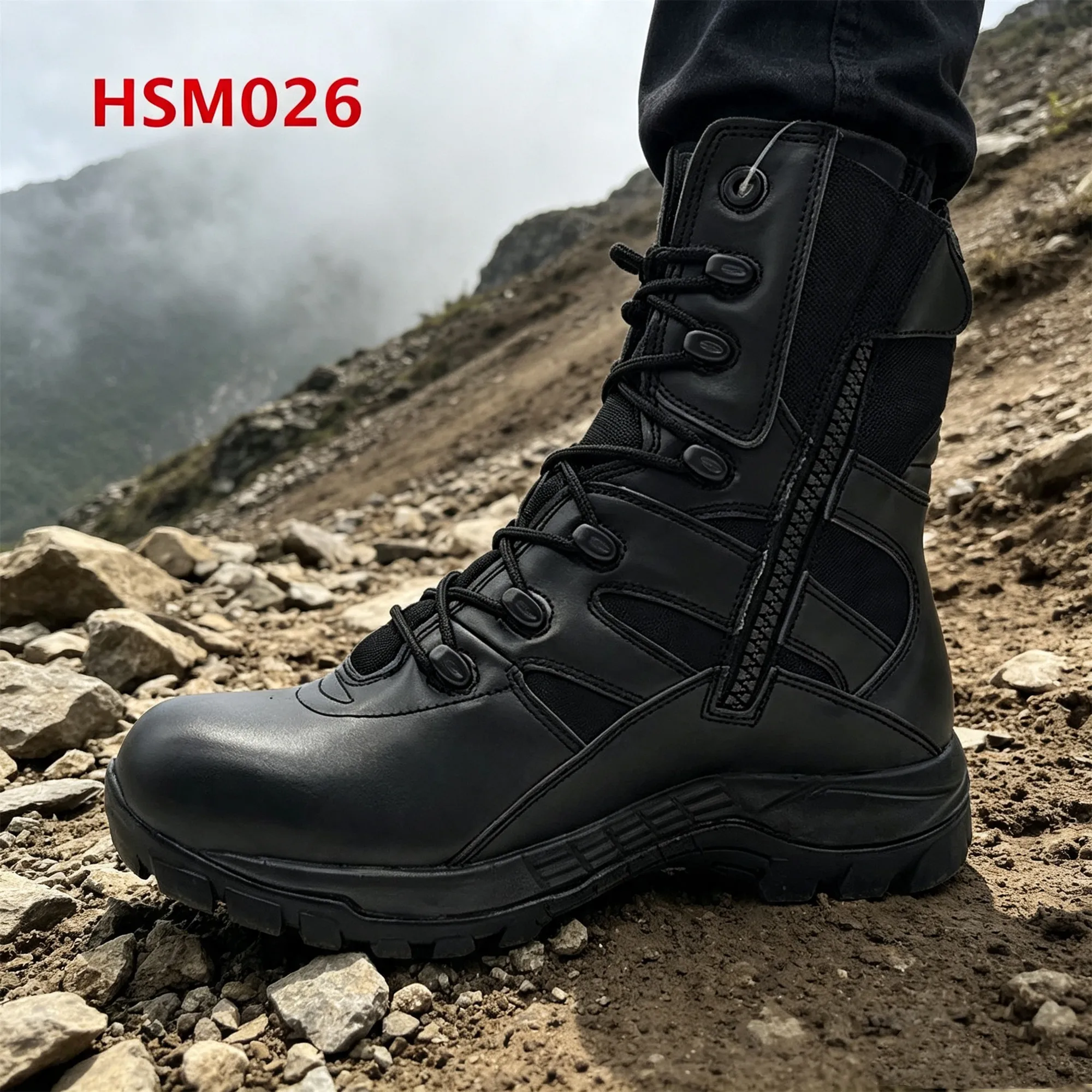 ZYF,Gobi Hiking Size 36-47 Available Black/sand Color Combat Boots Anti-shock PU+rubber Sole Hua Singh Men Leather Boots HSM026