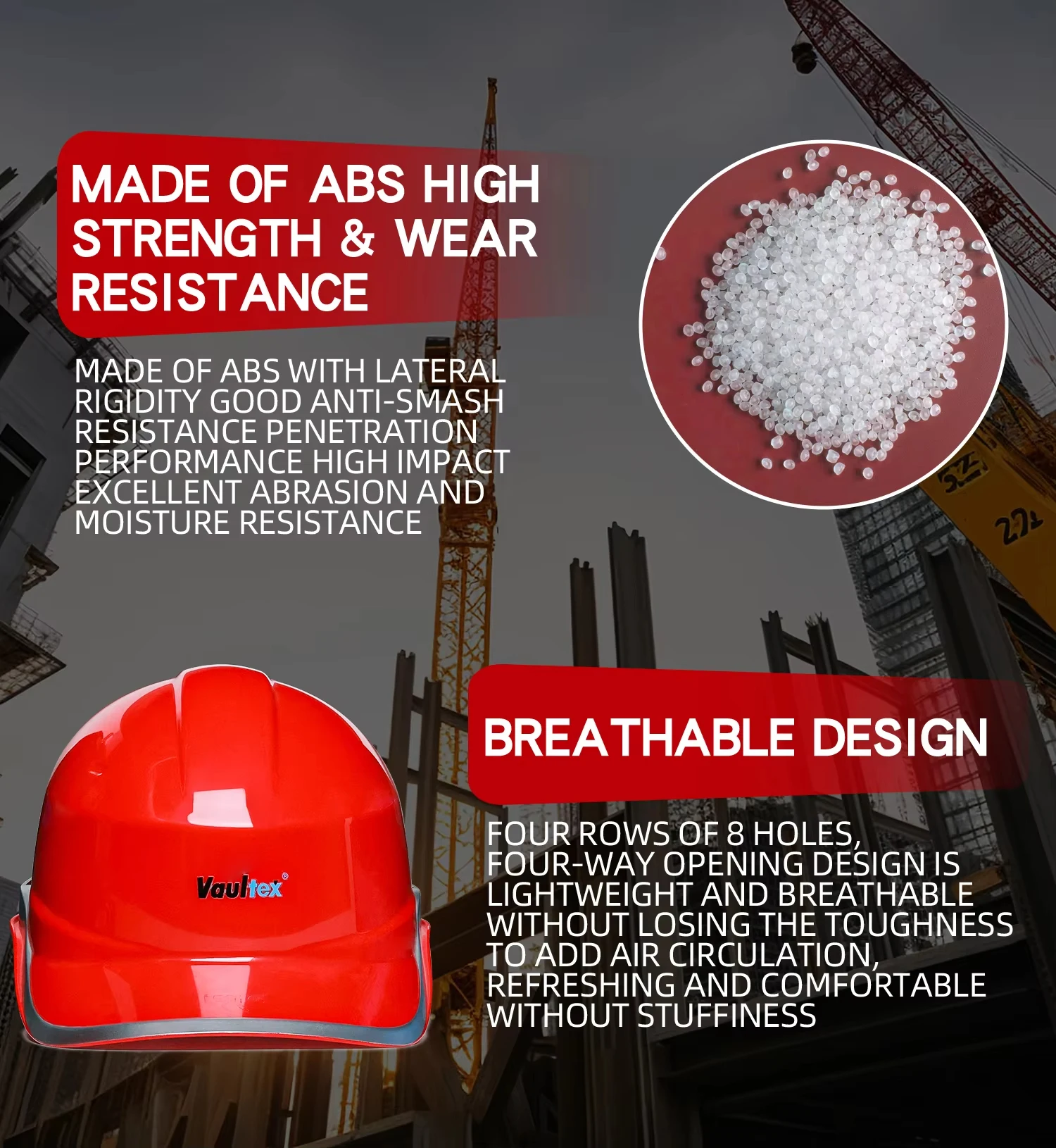 Vaultex Custom logo Color Top Quality Safety Helmet Construction Head protection Work Adjustable Hard Hats Safety Helmet